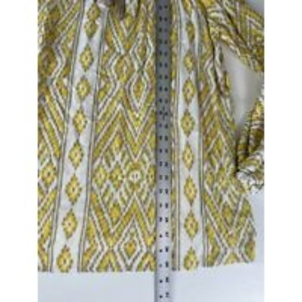 Lane Bryant Peasant Tunic Yellow Top Size 16 Rope Tie Front Gathered Sleeves - Picture 5 of 10